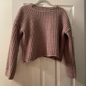 Cropped waffle sweater
